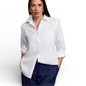 Foxcroft Boyfriend White Button-Up Shirt